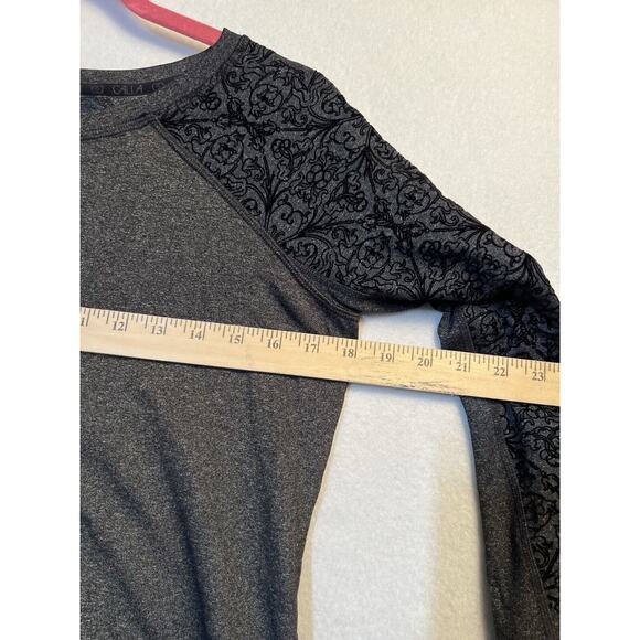 Calia Black Velvet Accent Pullover YOGA Workout Top Limited Edition Size XS Gray - Picture 4 of 12
